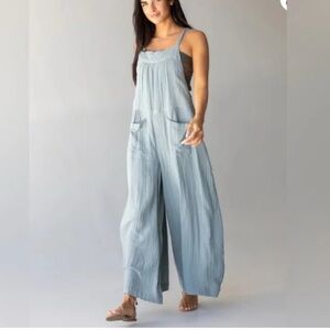 Natural Life Light Blue Dakota Cotton Tie Overall • Size M • EUC
